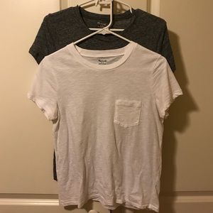 Madewell Pocket Tees Charcoal Grey & White Small